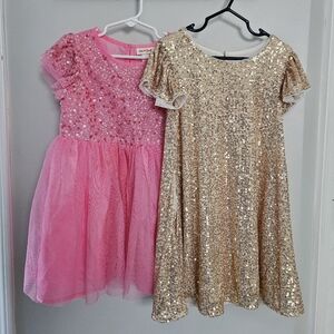 Pink and Gold Sequin Dresses